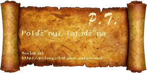Polónyi Tatjána névjegykártya